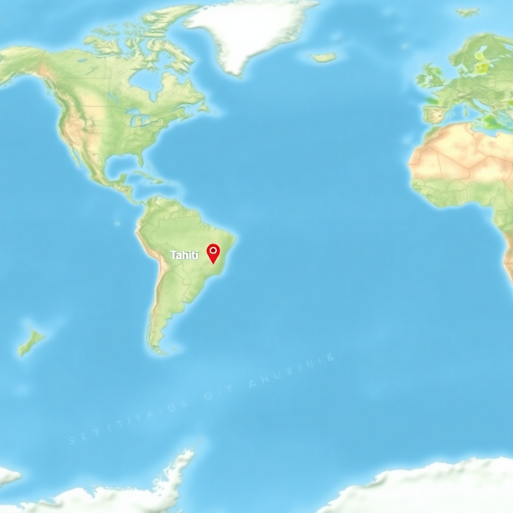 tahiti sur une carte du monde