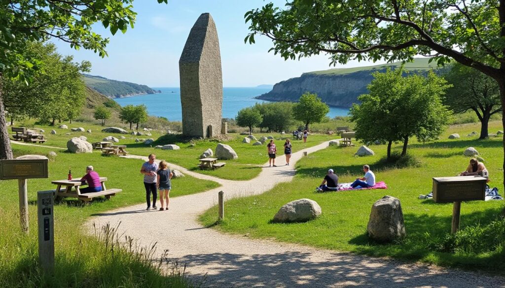 découvrez l'aire du menhir à olonne sur mer, un lieu idéal pour une randonnée paisible et un moment de détente en pleine nature.