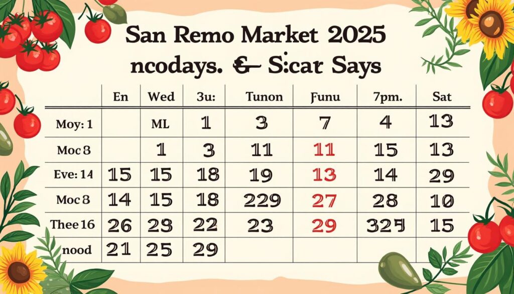 découvrez les jours et horaires du marché de san remo en 2025 pour bien planifier votre visite et profiter pleinement de cet événement incontournable.