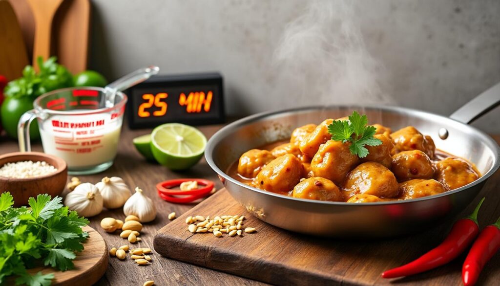 découvrez une recette thaïlandaise simple et rapide de poulet aux cacahuètes, idéale pour un repas savoureux et facile à préparer.