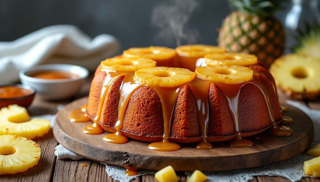 découvrez une recette facile pour préparer un gâteau à l'ananas moelleux et caramélisé, parfait pour un dessert gourmand et rapide à réaliser.