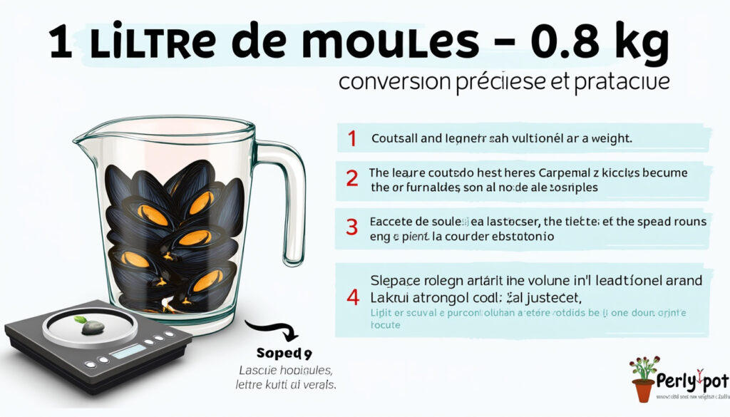 découvrez comment convertir facilement 1 litre de moules en kilogrammes avec notre guide précis et pratique, idéal pour cuisiner et acheter vos fruits de mer.