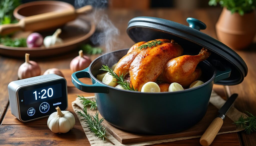 découvrez le temps de cuisson idéal pour une pintade de 1,5 kg en cocotte grâce à notre guide précis et rapide. astuces pour une viande tendre et savoureuse garanties.