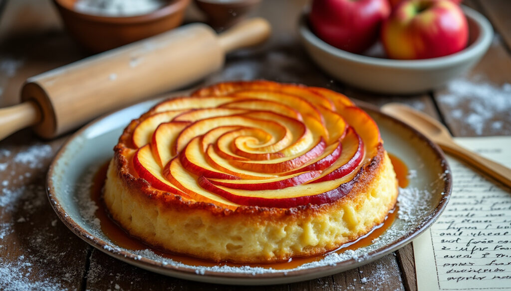 découvrez la recette facile et moelleuse du gâteau flan aux pommes de ma grand-mère, un dessert traditionnel qui ravira toute la famille.