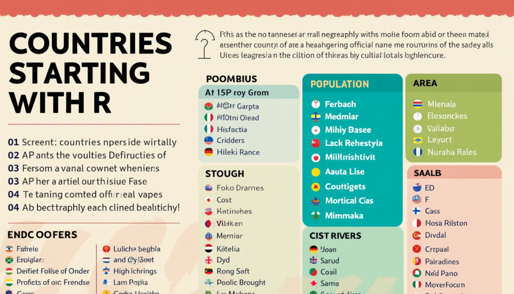 découvrez la liste complète des pays commençant par la lettre r avec leurs informations clés, géographie, culture et données essentielles.