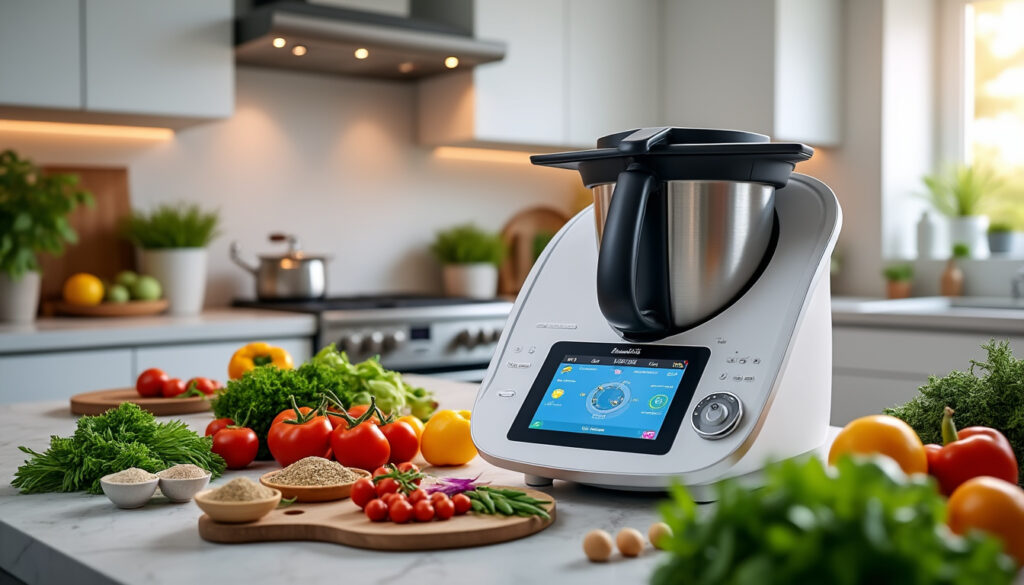 découvrez le thermomix tm7, un robot multifonction connecté et innovant qui simplifie la cuisine grâce à ses nombreuses fonctionnalités et son design moderne.