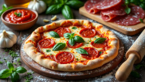 découvrez une recette facile et délicieuse de pizza au salami, parfaite pour un repas savoureux à préparer rapidement chez vous.